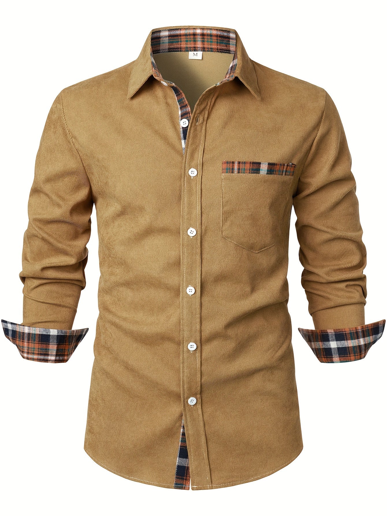 Camisa casual para hombre Modern Fit con detalles a cuadros – Camisa de manga larga elegante para el día a día y la oficina