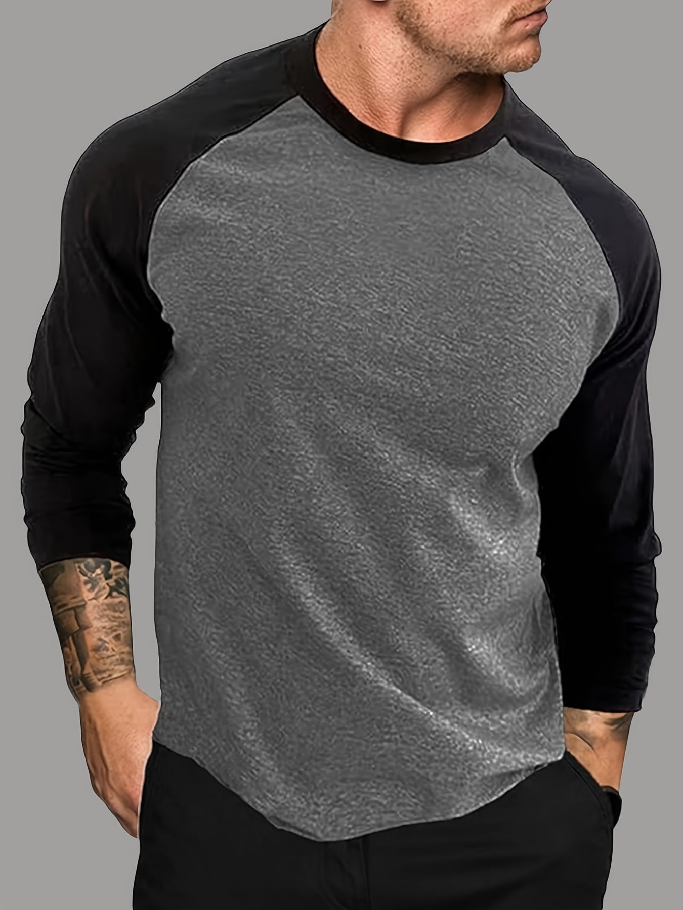 Langærmet raglan-T-shirt til mænd i to farver