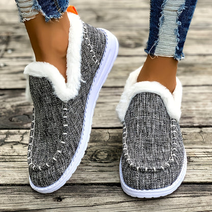 Damen gefütterte Mokassins Grün mit weißem Plüschrand Loafer