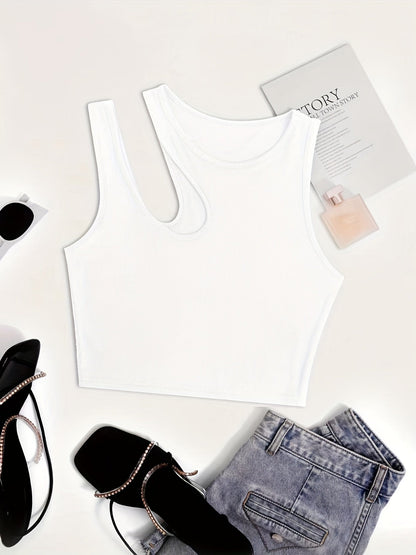 Dames asymmetrische crop top voor de zomer – modieus vrijetijds- en feesttopje