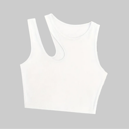 Dames asymmetrische crop top voor de zomer – modieus vrijetijds- en feesttopje