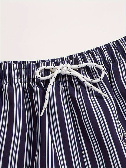 Shorts de bain homme à rayures – Coupe décontractée, style élégant pour les loisirs, parfait pour la plage et la piscine