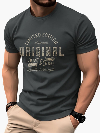 Herren T-Shirt für Freizeit – Vintage-Style mit Print 'Limited Edition Original Raw Denim'