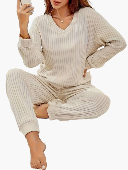 Set Pigiama Donna Lounge Homewear con Design in Maglia – Comodo Outfit Casual per Casa
