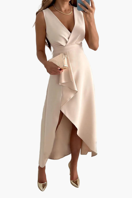 Dames Cocktailjurk Elegant Wikkellook Feestelijk Asymmetrisch Mouwloos