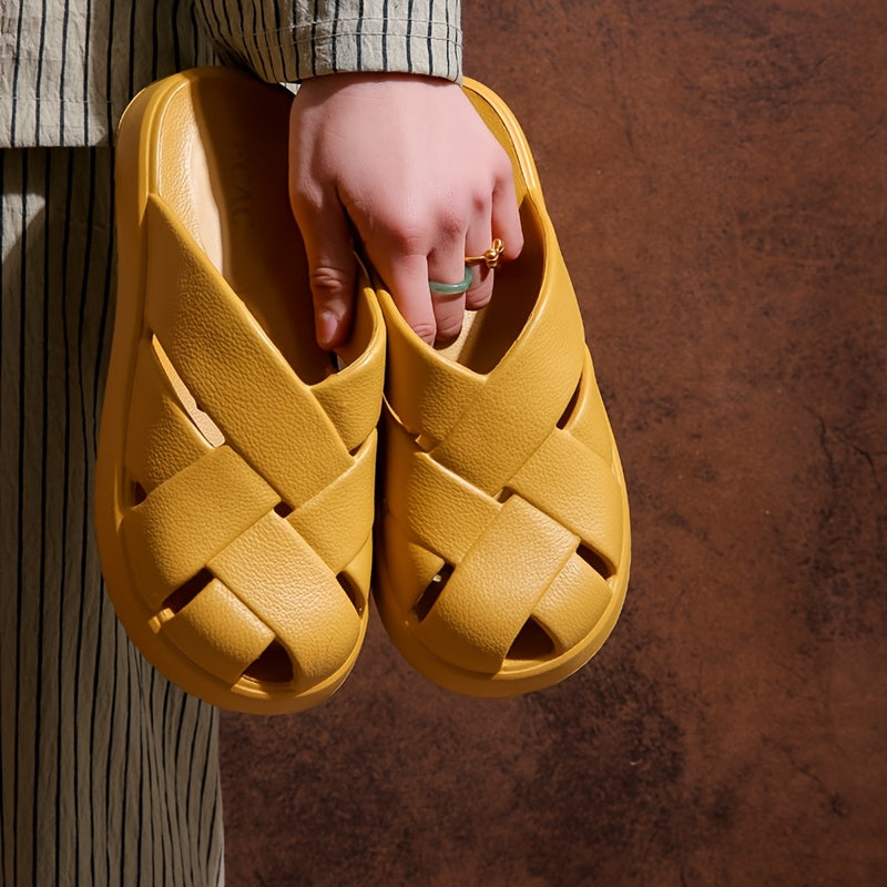 Sandales plateformes épaisses pour femmes pour loisirs et usage quotidien – Sandales tendance confortables avec design de brides tissées