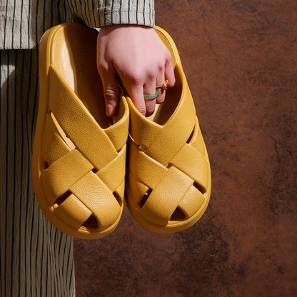 Sandales plateformes épaisses pour femmes pour loisirs et usage quotidien – Sandales tendance confortables avec design de brides tissées