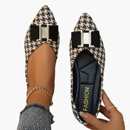 Bailarinas elegantes de pata de gallo para mujer con detalle de lazo – Flats de punta fina a la moda para el día a día y la oficina