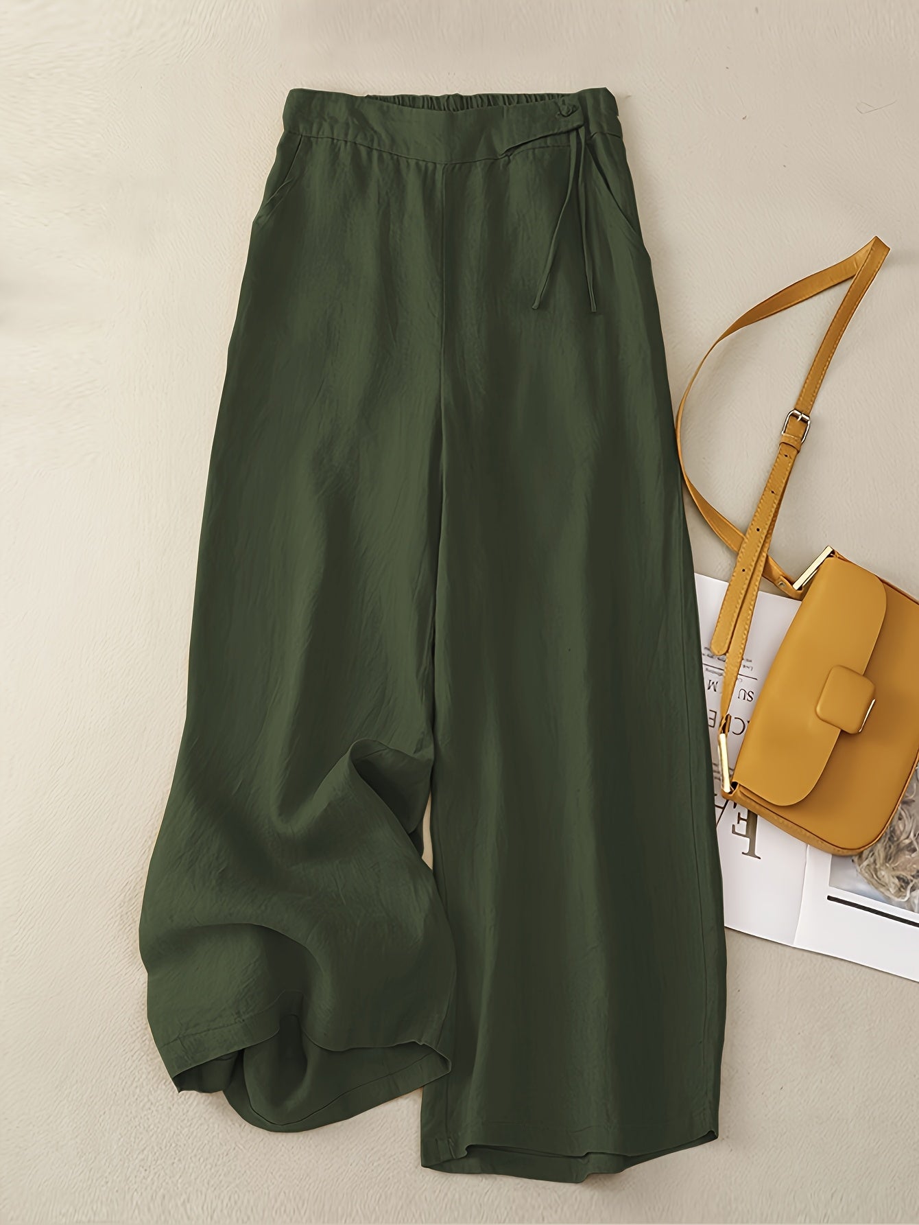 Pantaloni da tempo libero donna a gamba larga con vita alta e coulisse – Look estivo elegante per tutti i giorni e l’ufficio