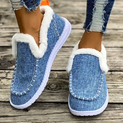 Damen gefütterte Mokassins Grün mit weißem Plüschrand Loafer