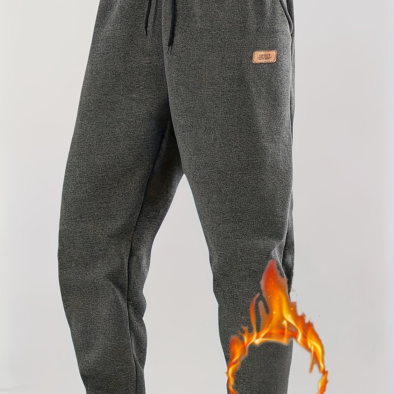 Herren Warme Jogginghose mit Fleecefutter, Kordelzug, Schwarz