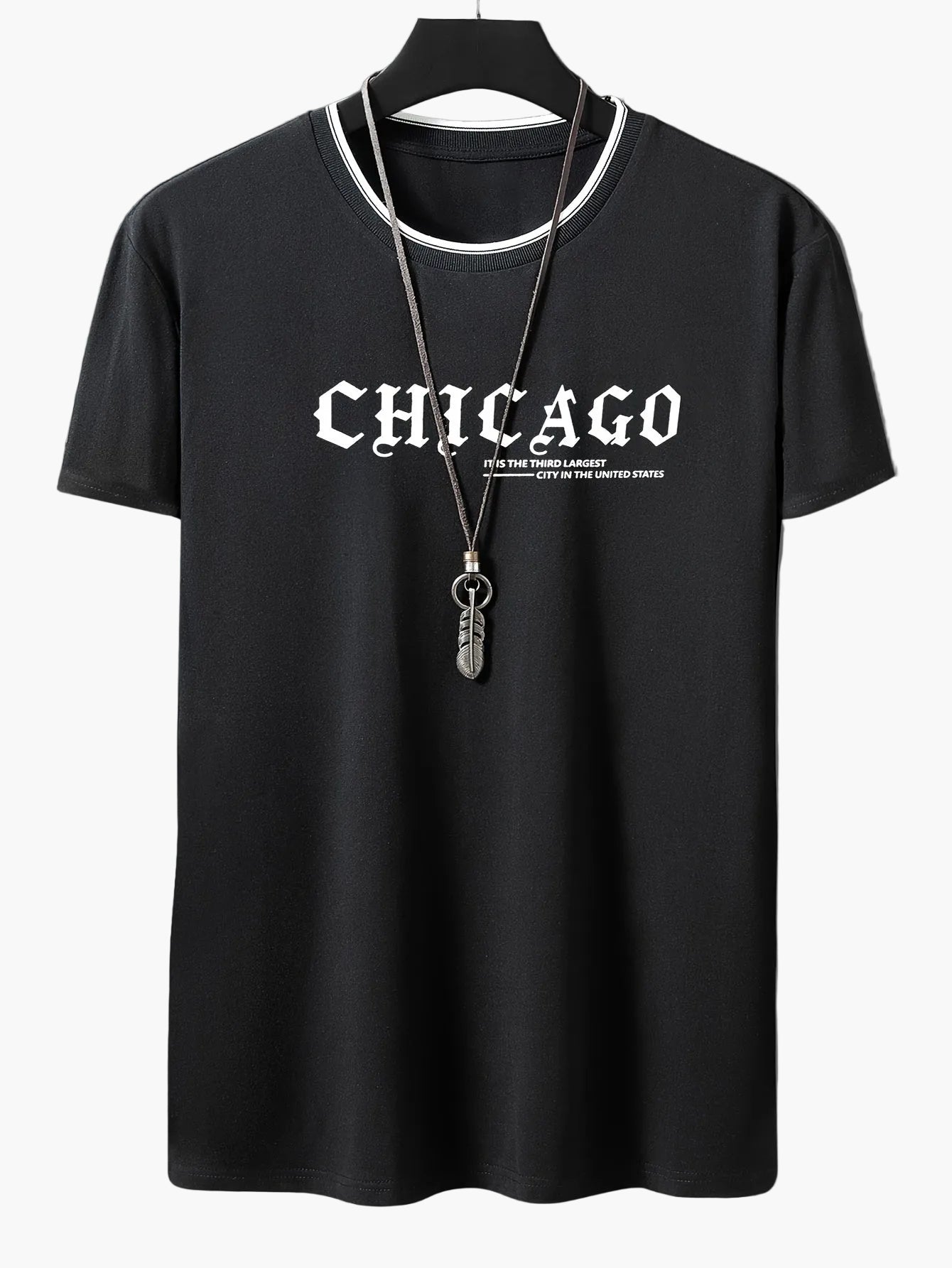 Herre T-shirt i streetwear-stil med "Chicago" print – afslappet sommeroverdel