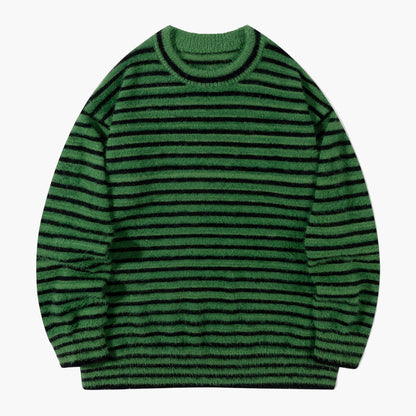 Herre streetwear oversized striktrøje med striber – afslappet efterårs-/vinterlook