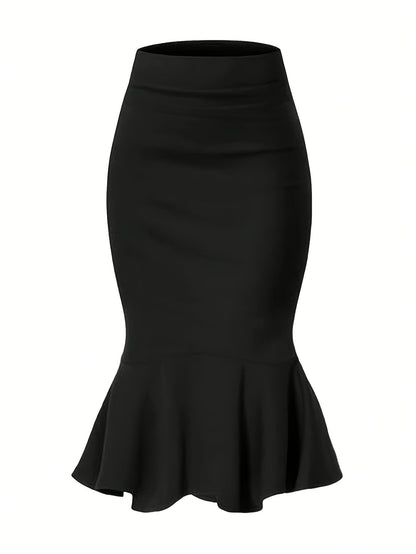 Dame Fishtail Midinederdel Elegant Business Feststil