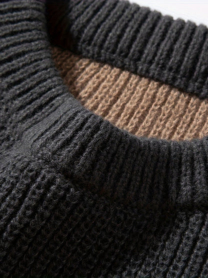 Męski sweter dziany w swobodny wzór pasków na jesień i zimę