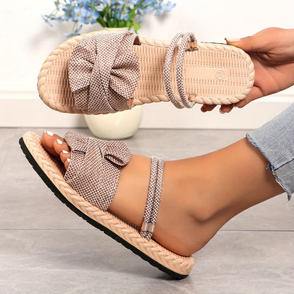 Damen Sommer Sandalen mit Schleife und Knöchelriemen – Bequeme Freizeitschuhe für Alltag & Urlaub