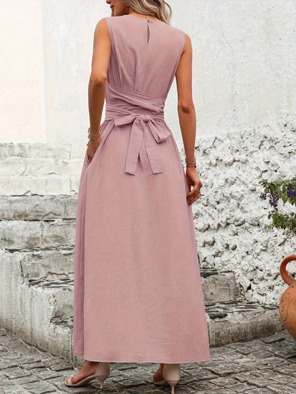 Combinaison sans manches pour femme avec ceinture à nouer et jambes larges – Style décontracté élégant pour le printemps et l'été