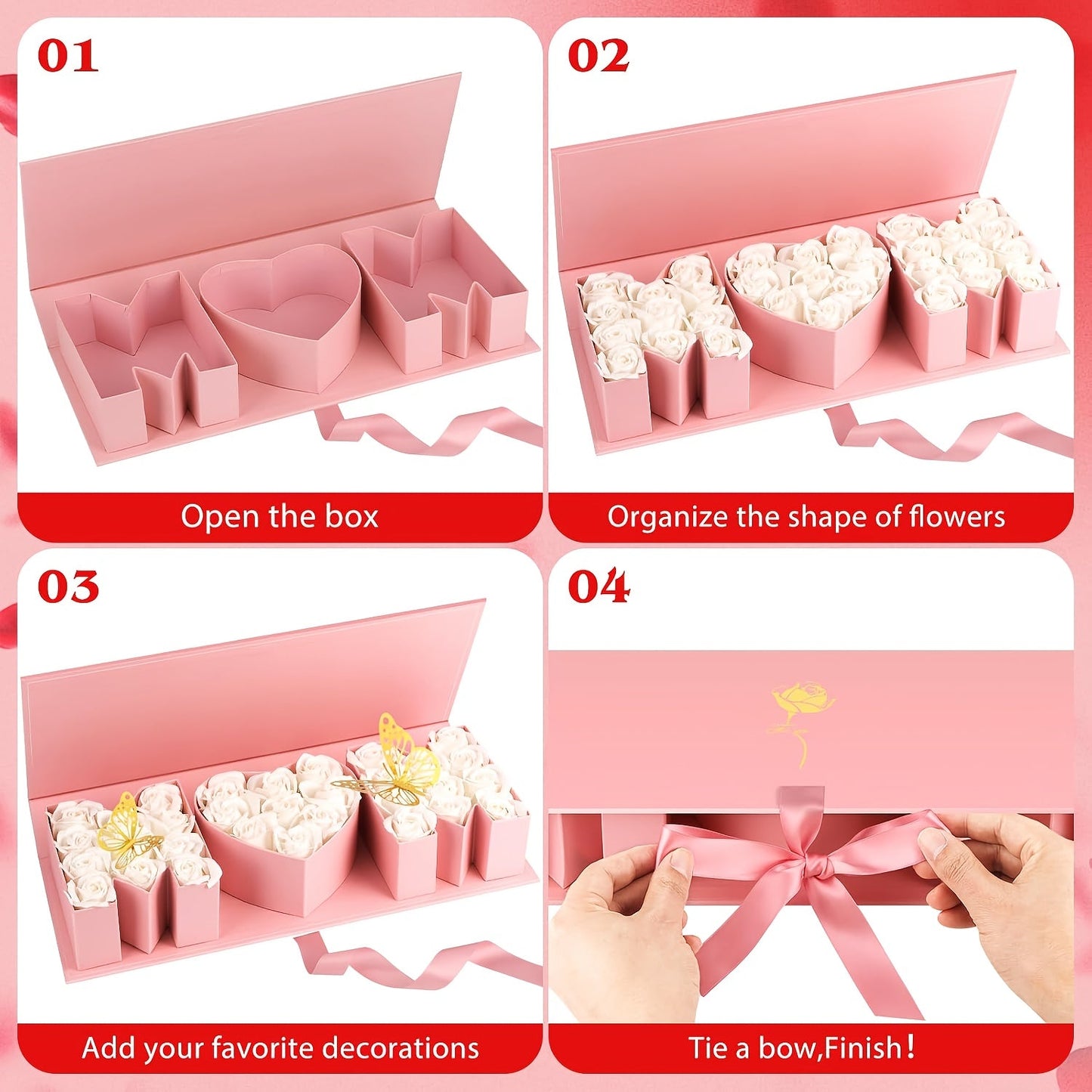 Geschenkbox für Frauen – Präsentationsbox in Buchstaben- und Herzform, stilvolles Geschenk für Muttertag oder besondere Anlässe
