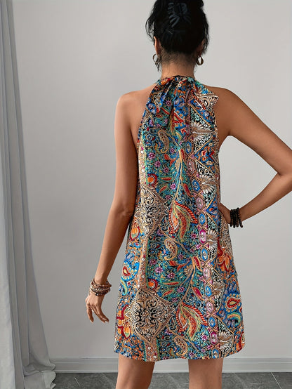 Damen Sommerkleid im eleganten A-Linien-Stil mit geometrischem Muster – Ideal für Freizeit und Urlaub
