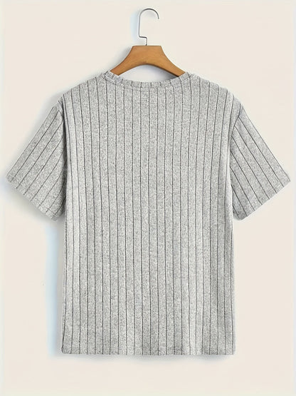 Herre T-shirt med lodret ribmønster – Moderne kortærmet shirt til hverdag og fritid