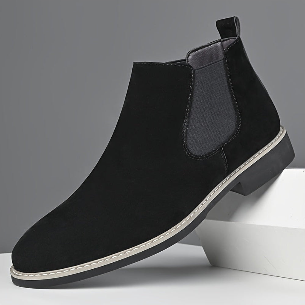 Chelsea-laarzen voor heren, suède-look, instaplaarzen met elastische inzetstukken, bruin en zwart