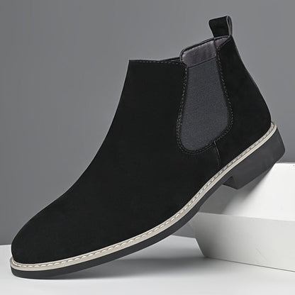 Chelsea-laarzen voor heren, suède-look, instaplaarzen met elastische inzetstukken, bruin en zwart