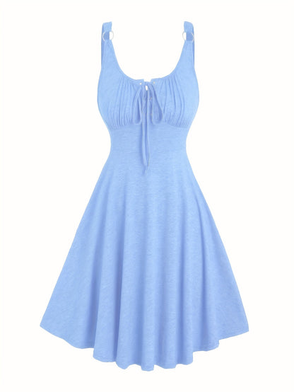 Damen Freizeit Skaterkleid mit Schnürung – Elegantes Sommerkleid für Alltag & Ausgehen
