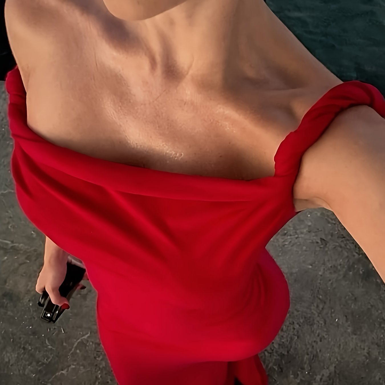 Damen Abendkleid Elegant Ein-Schulter Maxikleid Festlich Figurbetont