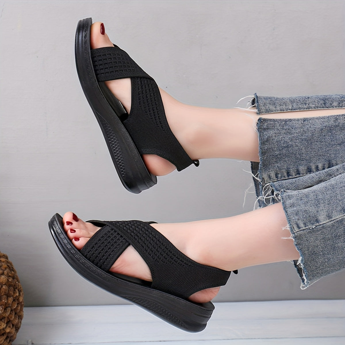 Sandalias slingback cómodas para mujer con tiras cruzadas para uso diario y tiempo libre