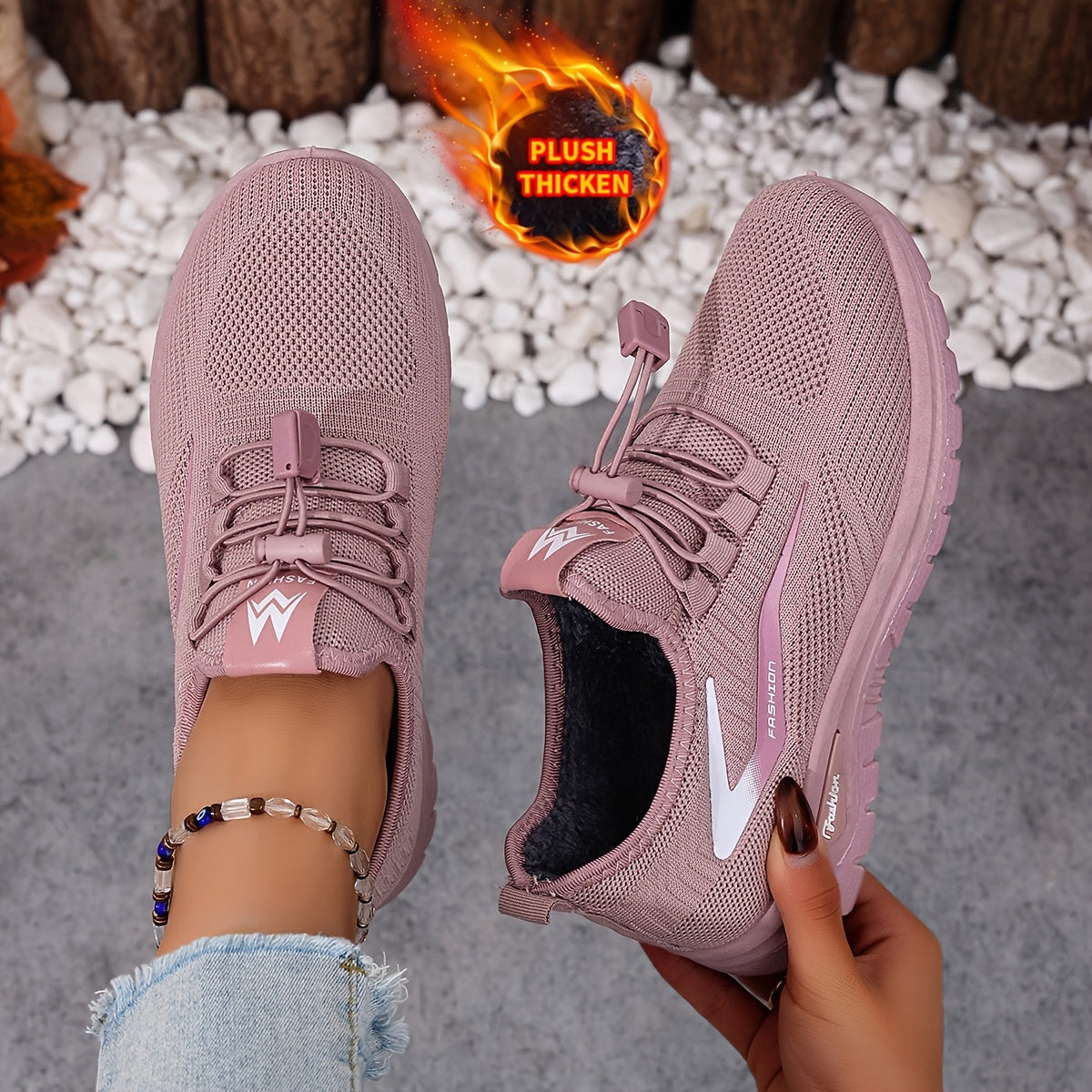 Sneakers invernali da donna foderati con sistema di allacciatura rapida