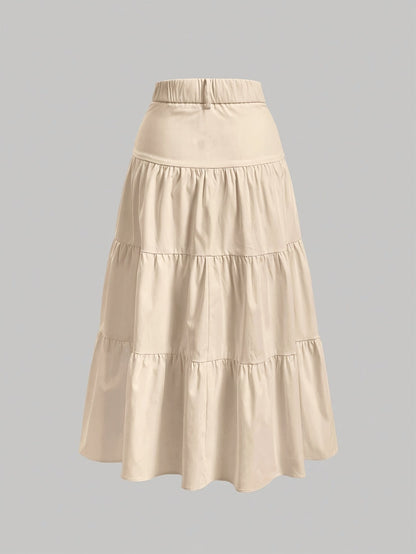 Damen Maxirock mit hoher Taille und Stufen-Design – Eleganter Freizeitrock für Frühling und Sommer