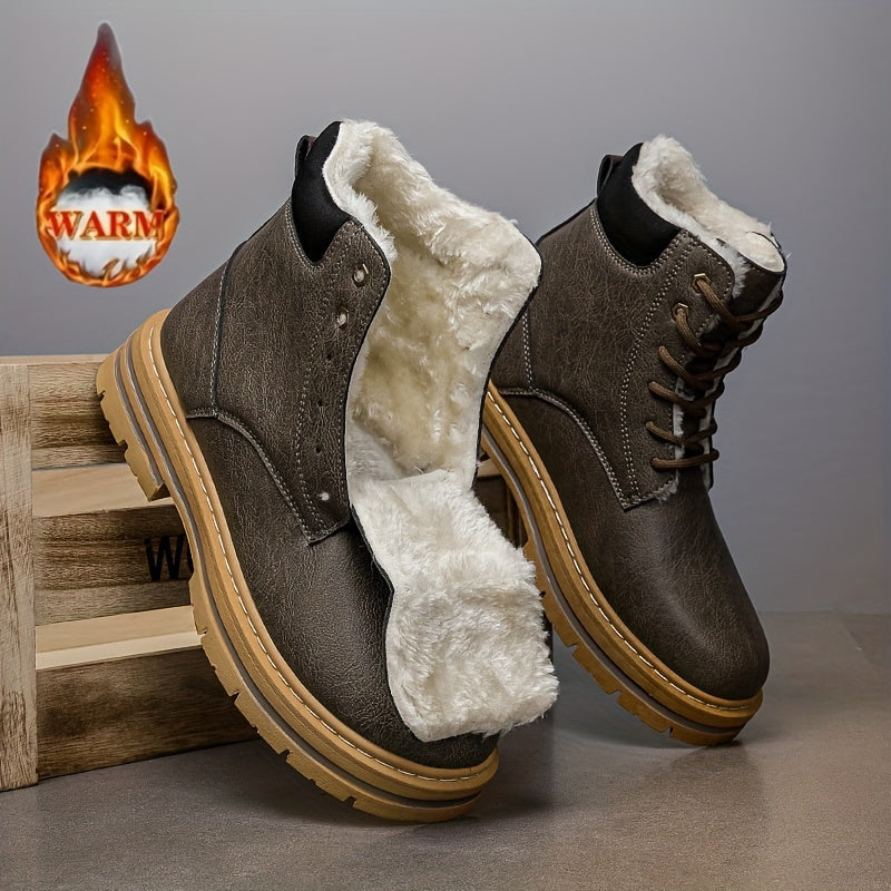 Herren Winterstiefel gefüttert Schnürstiefelette flache Sohle