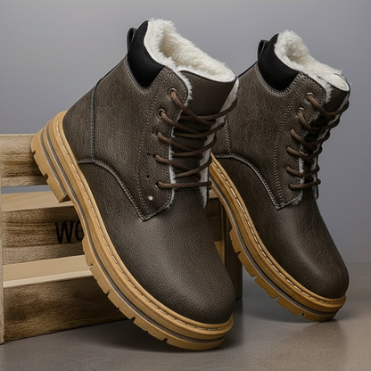Herren Winterstiefel gefüttert Schnürstiefelette flache Sohle