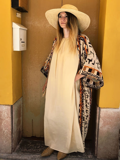 Damen Boho Kimono Lang mit Ethno-Muster – Eleganter Langer Mantel für Strand und Alltag