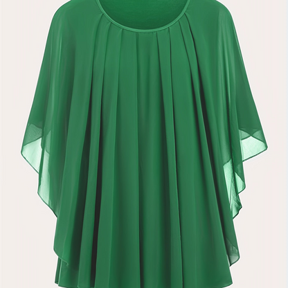 Damen Elegante Oversized Chiffon Bluse für Ausgehen – Stilvolle Flatterärmel, Lockerer Schnitt, Ideal für festliche Anlässe