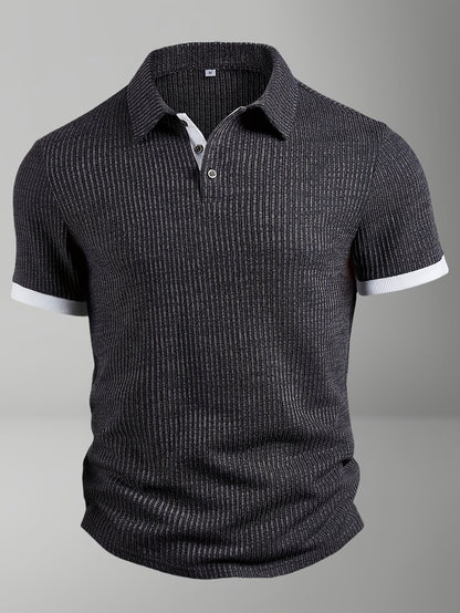 Polo moderne à manches courtes pour homme avec texture – Élégant pour les loisirs et le bureau