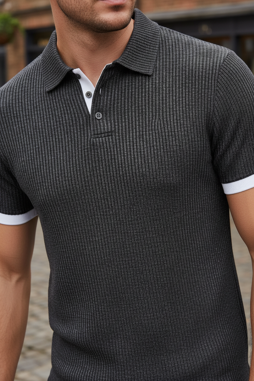 Polo moderne à manches courtes pour homme avec texture – Élégant pour les loisirs et le bureau