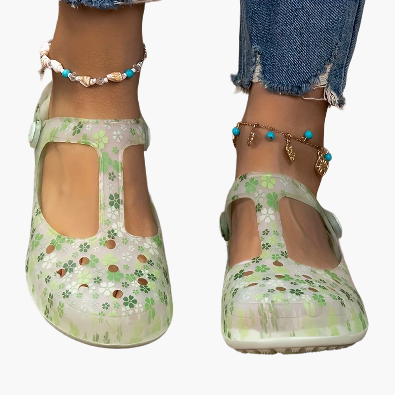 Damskie wygodne buty Mary Jane z kwiatowym wzorem – na co dzień i na czas wolny