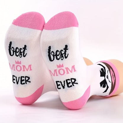 Chaussettes femme avec inscription – Idée cadeau amusante pour mamans – Meilleure maman du monde – Chaussettes confortables pour loisirs