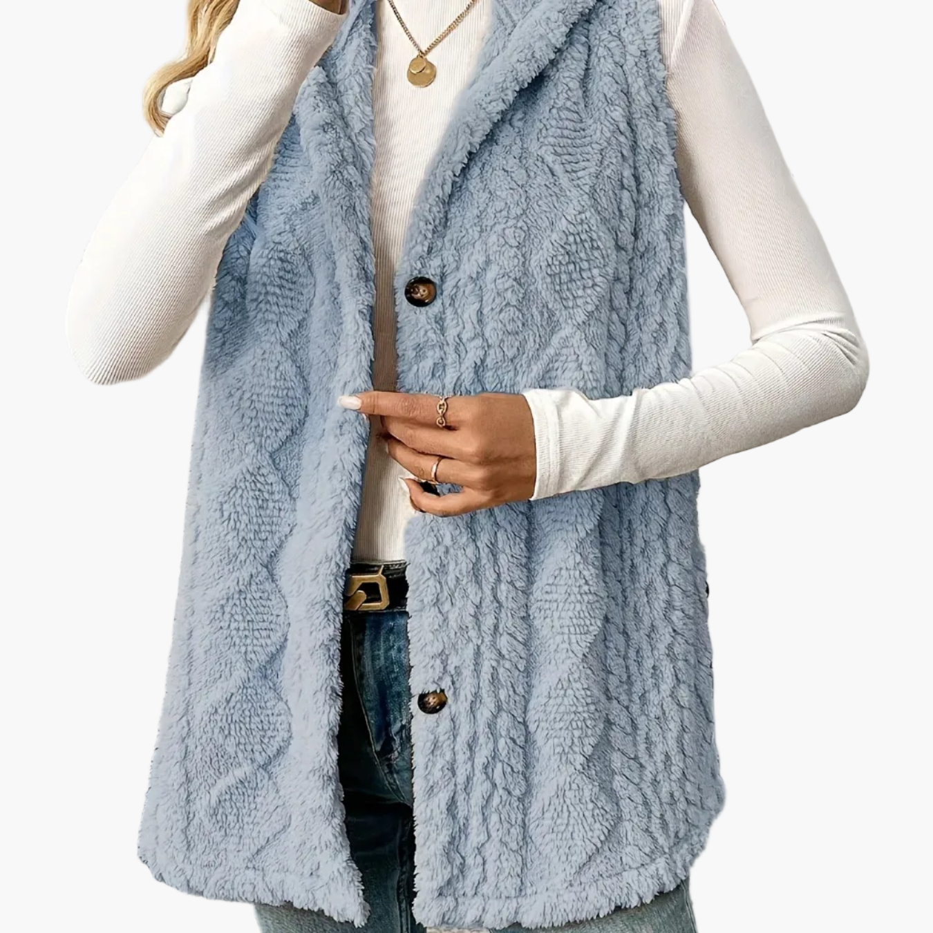 Gilet en maille élégant pour femme avec capuche et boutons – Parfait pour les loisirs et le quotidien