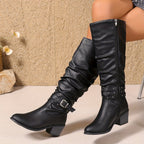 Ragnhild | Enkellaarsjes in slouchy look voor dames met bandjes en gespen