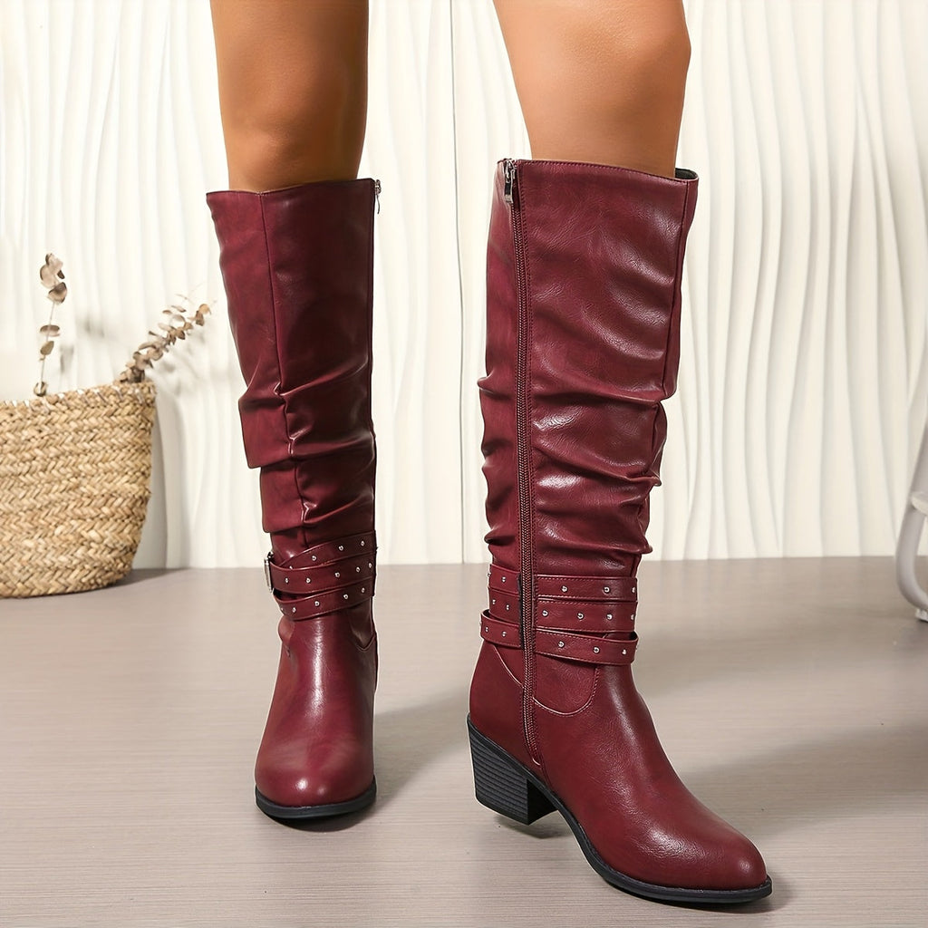 Ragnhild | Enkellaarsjes in slouchy look voor dames met bandjes en gespen