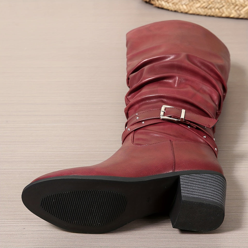 Ragnhild | Enkellaarsjes in slouchy look voor dames met bandjes en gespen