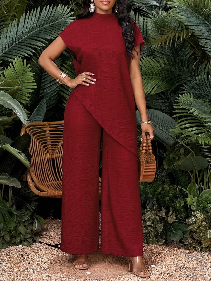 Damen Jumpsuit Elegant Asymmetrisch Weit Bein Freizeit Outfit