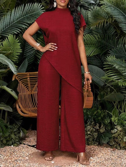 Damen Jumpsuit Elegant Asymmetrisch Weit Bein Freizeit Outfit