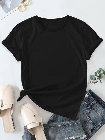 Dames Basic T-shirt Casual Korte Mouw Ronde Hals voor Dagelijks Gebruik en Vrije Tijd