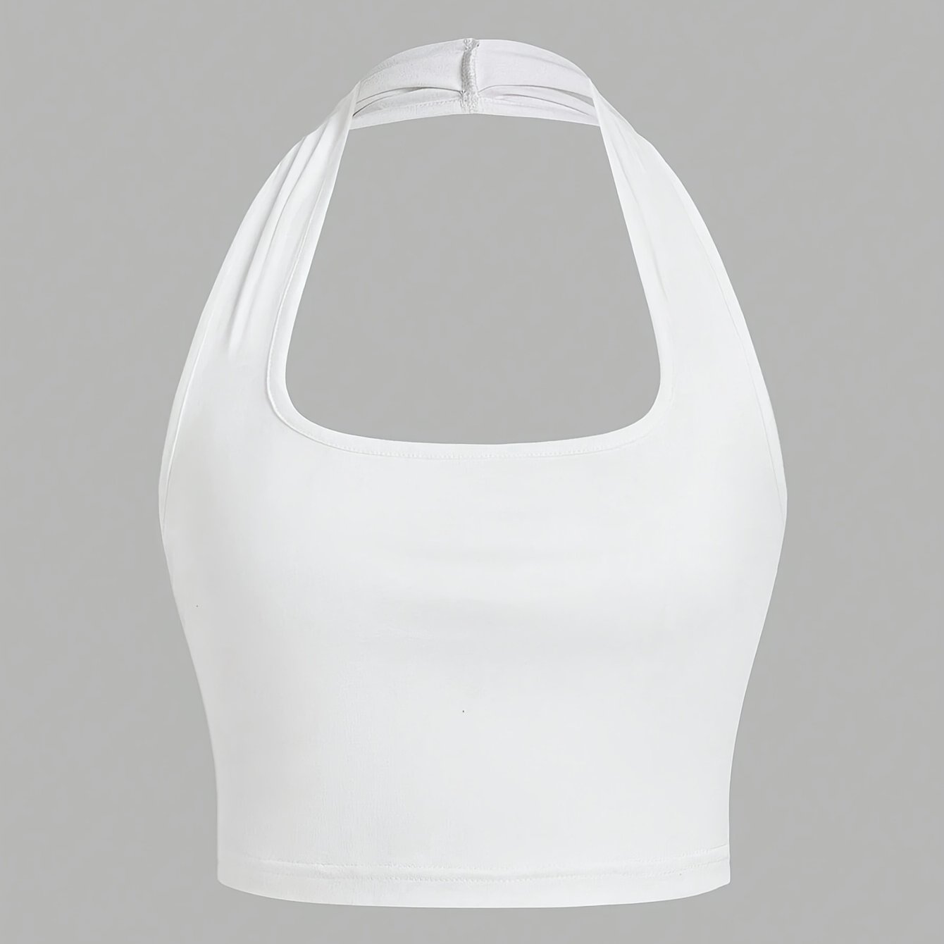 Dame Halterneck Croptop med åben ryg – Moderne sommerbasic til fritid og fest