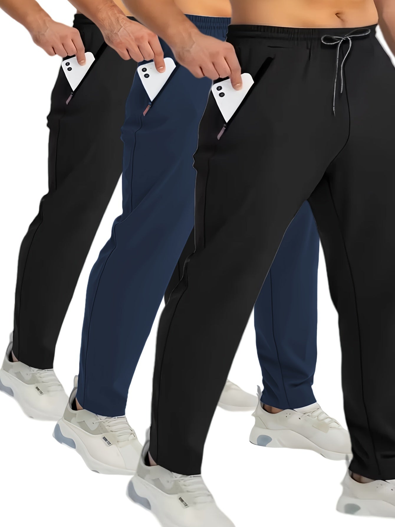 Set pantaloni da jogging uomo – comodi pantaloni sportivi casual con tasche con cerniera per tutti i giorni, sport e tempo libero