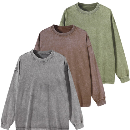 Sweatshirt Acid Washed Rundhalsausschnitt Langarm