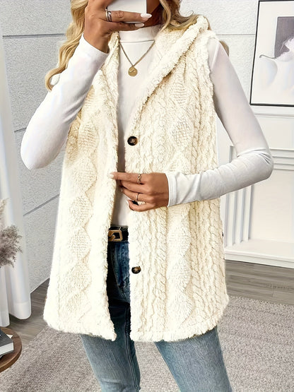 Gilet en maille élégant pour femme avec capuche et boutons – Parfait pour les loisirs et le quotidien
